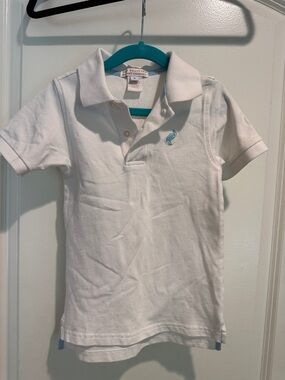 Boy’s White TBBC Polo Top with Light Blue Embroidery